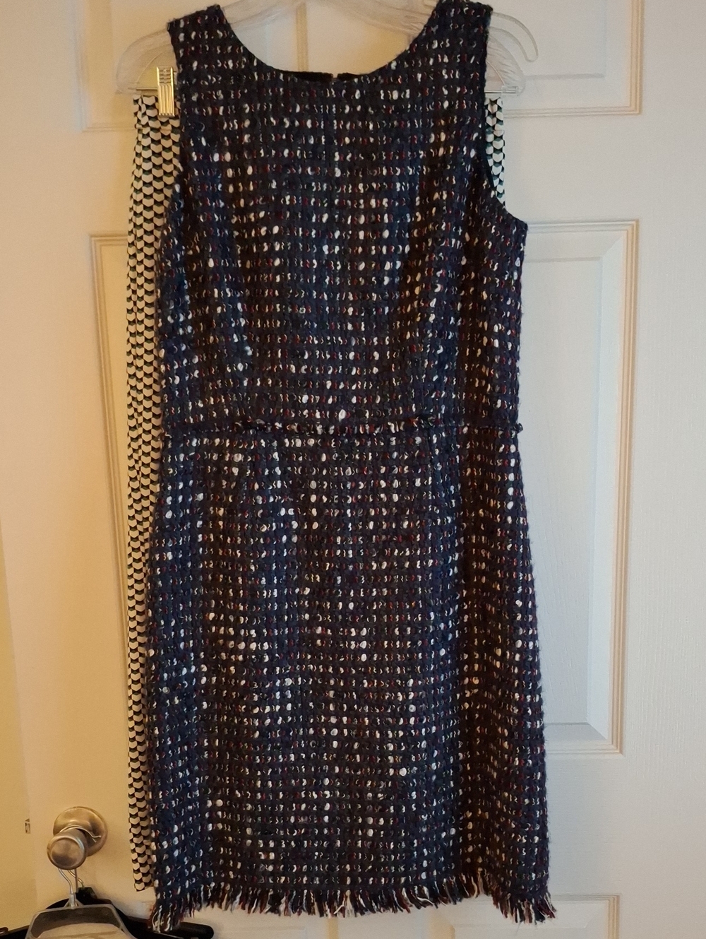 Per Se Navy Multi-Thread Tweed Sleeveless Sheath Dress